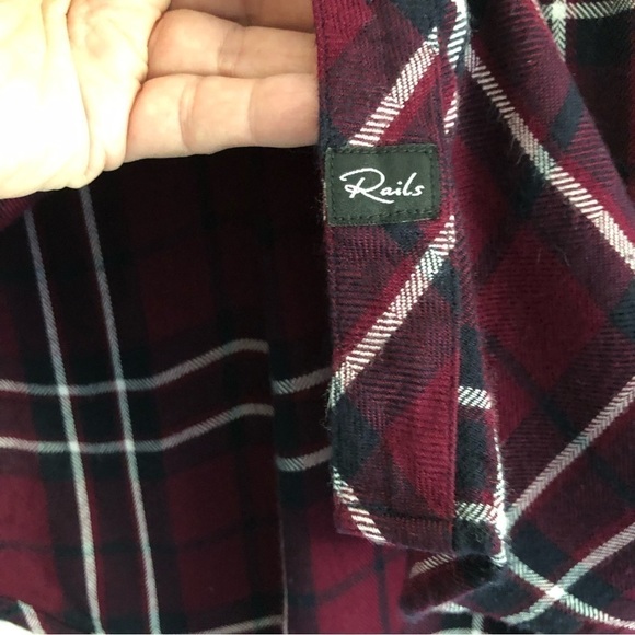 Rails Hunter Button Front Burgundy Plaid Long Sleeve Shirt XS - Picture 6 of 11